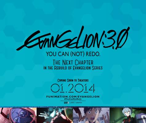 Immagine che promuove la proiezione di Evangelion: 3.0 nei cinema del Nord America
