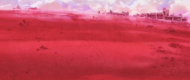 Scena finale della terra rossa come in Evangelion: 3.0, ma senza personaggi