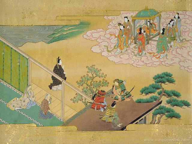 Illustrazione di una scena di Taketori Monogatari, Tosa Hiromichi, 1650