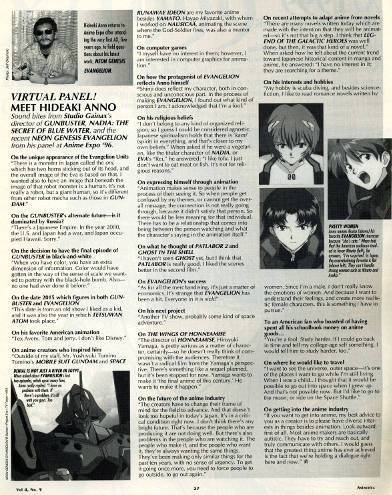 Scansione dell'intervista a Hideaki Anno su Animerica
