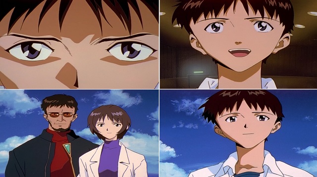 Scene conclusive dell'episodio 26: Shinji mostra un sorriso sereno dinnanzi alla madre Yui e al padre Gendo. Grazie.