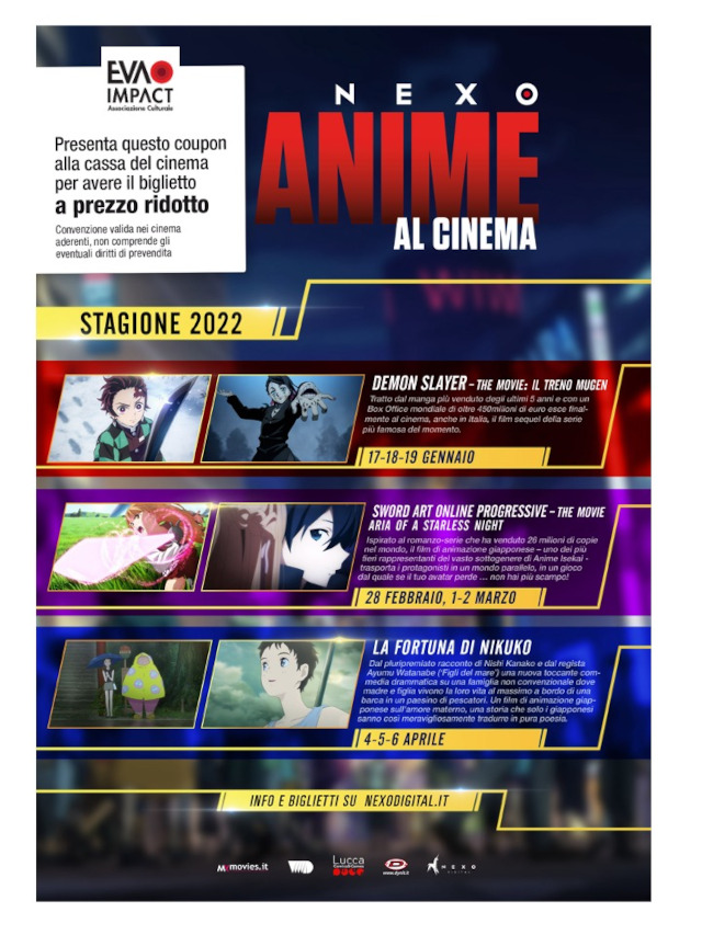 Coupon per un biglietto a tariffa ridotta per il film Nexo Anime al cinema La fortuna di Nikuko