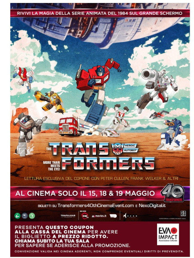 Coupon per un biglietto a tariffa ridotta per Transformers – 40th Anniversary