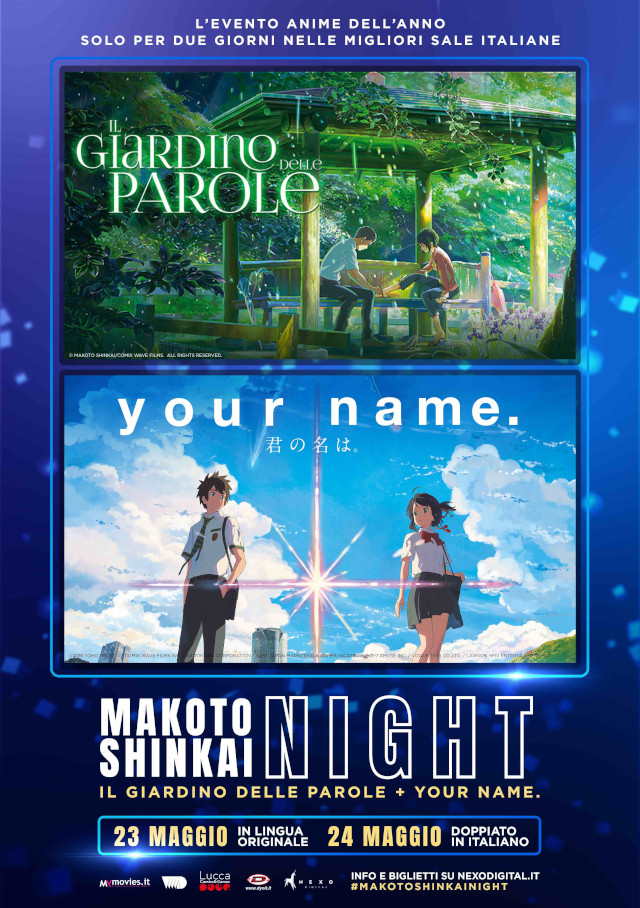 L'Associazione Culturale EVA IMPACT e Nexo Digital offrono a tutti i coupon per i biglietti a tariffa scontata per Makoto Shinkai Night – Your Name. e Il Giardino delle Parole
