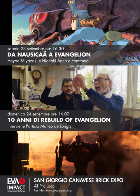 Locandina per i panel Da Nausicaä a Evangelion e 10 anni di Rebuild of Evangelion