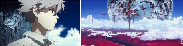 Kaworu mostra a Shinji i danni prodotti dal Near Third Impact in EVANGELION: 3.0