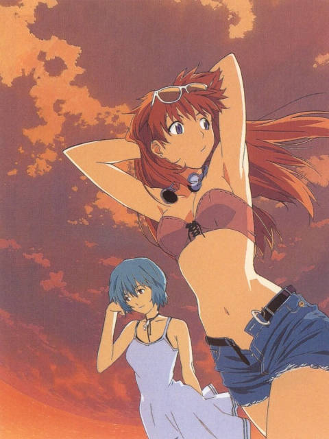 Asuka e Rei in un'eterna estate - Sushio, calendario Movic, 2000