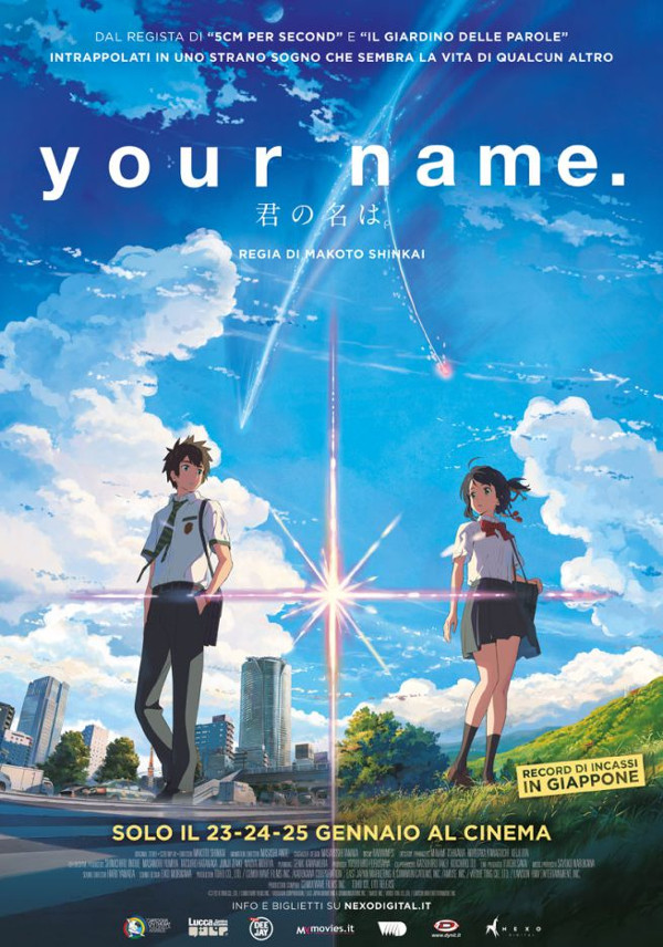 Your Name. è stato portato nei cinema italiani da Dynit e Nexo Digital